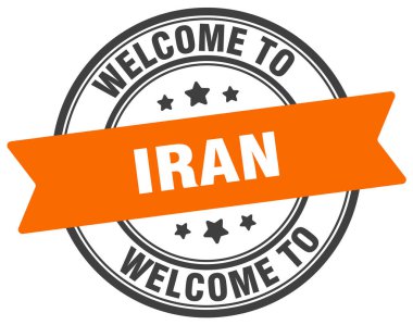 İran puluna hoş geldiniz. Beyaz arkaplanda İran yuvarlak işareti