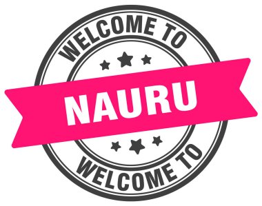 Nauru puluna hoş geldiniz. Beyaz arkaplanda Nauru yuvarlak işareti izole edildi