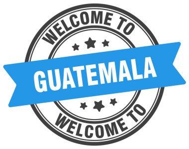 Guatemala puluna hoş geldiniz. Guatemala yuvarlak işareti beyaz arkaplanda izole edildi