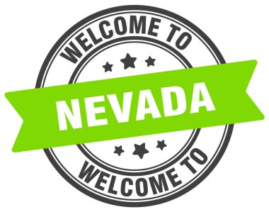 Nevada puluna hoş geldiniz. Nevada yuvarlak işareti beyaz arkaplanda izole