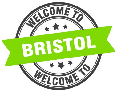 Bristol puluna hoş geldiniz. Beyaz arkaplanda Bristol yuvarlak işareti izole