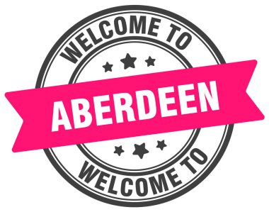 Aberdeen puluna hoş geldiniz. Aberdeen yuvarlak işareti beyaz arkaplanda izole edildi