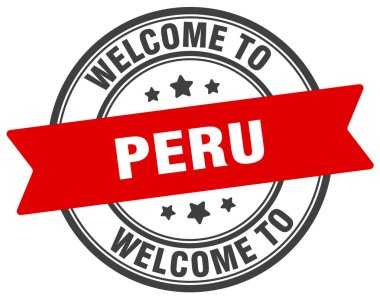 Peru puluna hoş geldiniz. Beyaz arkaplanda Peru yuvarlak işareti