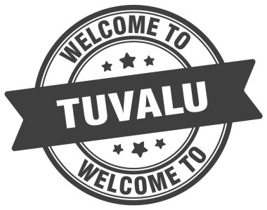 Tuvalu puluna hoş geldiniz. Tuvalu yuvarlak işareti beyaz arkaplanda izole edildi