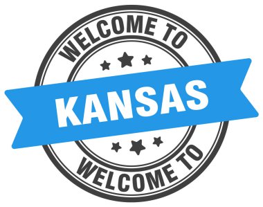 Kansas puluna hoş geldiniz. Kansas yuvarlak işareti beyaz arka planda izole