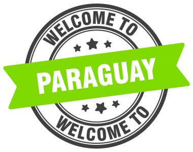 Paraguay puluna hoş geldiniz. Paraguay yuvarlak işareti beyaz arkaplanda izole