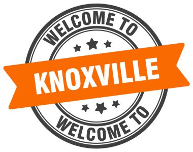 Knoxville puluna hoş geldiniz. Knoxville yuvarlak işareti beyaz arkaplanda izole