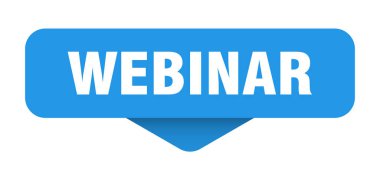 Webinar çıkartması. Şeffaf arkaplanda giyim işareti var. dikdörtgen düğme