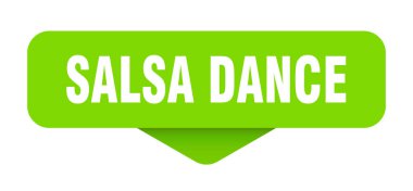 Salsa dansı etiketi. Şeffaf arka planda salsa dansı işareti. dikdörtgen düğme