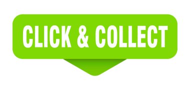 click & collect sticker. click & collect sign on transparent background. rectangular button clipart