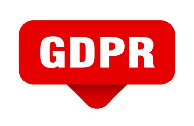 GDPR çıkartması. Şeffaf arkaplanda gdpr işareti. dikdörtgen düğme