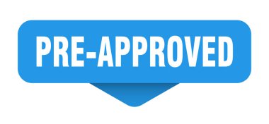 pre-approved sticker. pre-approved sign on transparent background. rectangular button clipart