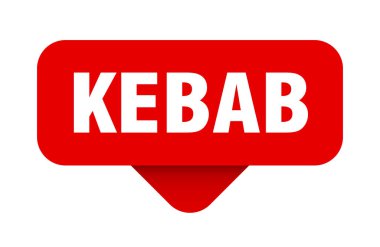 Kebap etiketi. Şeffaf arkaplanda kebap işareti var. dikdörtgen düğme