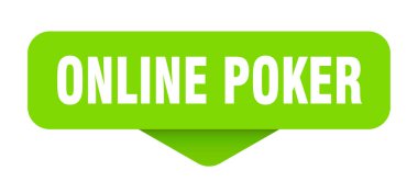 Online poker etiketi. Şeffaf arkaplanda online poker imzası. dikdörtgen düğme