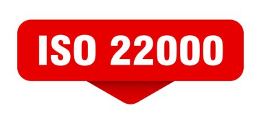 İzo 22000 çıkartması. Şeffaf arkaplanda iso 22000 işareti var. dikdörtgen düğme