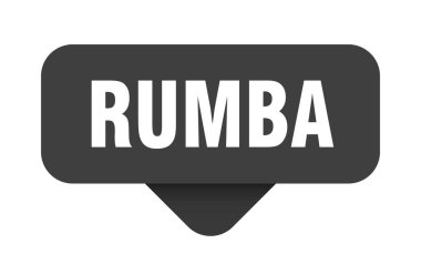 Rumba çıkartması. Şeffaf arkaplanda rumba işareti. dikdörtgen düğme
