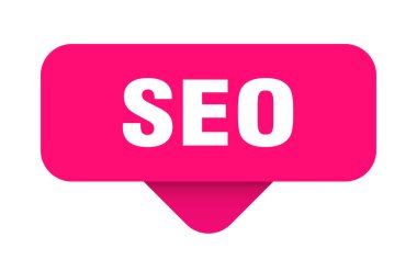 seo sticker. Şeffaf arkaplanda seo işareti. dikdörtgen düğme