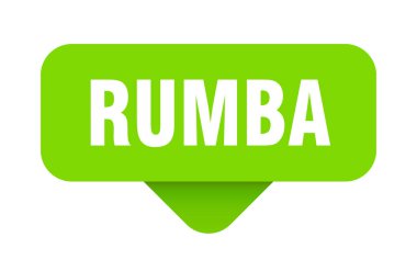 Rumba çıkartması. Şeffaf arkaplanda rumba işareti. dikdörtgen düğme