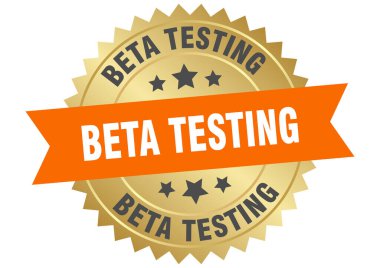 Turuncu ve altın kaplamalı beta testleri şeffaf arka planda izole edildi. beta testi