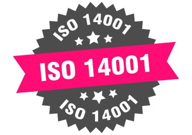 iso 14001 round pink label isolated on transparent background. iso 14001 clipart