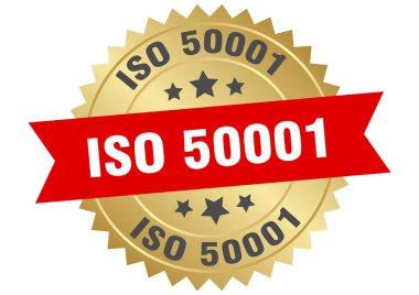 iso 50001 round red and gold label isolated on transparent background. iso 50001 clipart