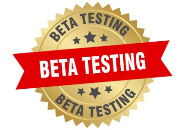 Kırmızı ve altın kaplamalı beta testleri şeffaf arka planda izole edildi. beta testi