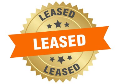 leased round orange and gold label isolated on transparent background. leased clipart