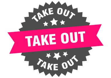 take out round pink label isolated on transparent background. take out clipart