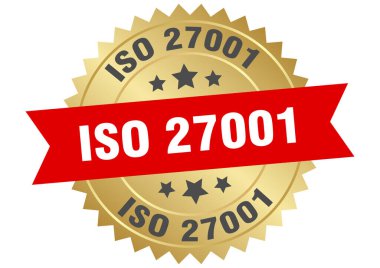 iso 27001 round red and gold label isolated on transparent background. iso 27001 clipart