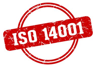 İzo 14001 yuvarlak pulu şeffaf arka planda izole edildi. izo 14001 damgası