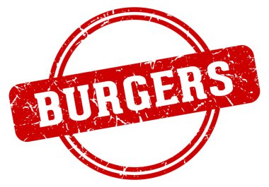 Şeffaf arka planda izole edilmiş hamburgerler. Hamburger pulu