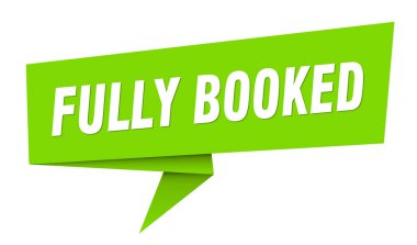 fully booked banner. fully booked speech bubble, label, sticker, ribbon, sign template clipart