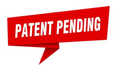 Patent askıda. Patent bekleyen konuşma balonu, etiket, etiket, kurdele, imza şablonu