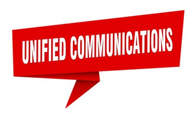 unified communications banner. unified communications speech bubble, label, sticker, ribbon, sign template clipart