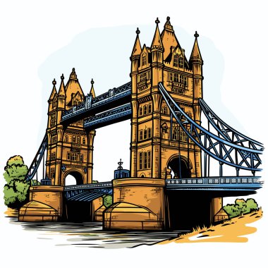 Londra 'daki Kule Tugayı. Kule Tugayı 'nın el çizimi Vektör karikatürü