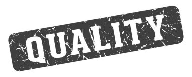 Kaliteli. Şeffaf arkaplanda kalite dikdörtgen işareti izole edildi
