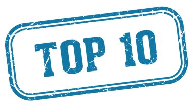 En iyi 10 pul. En iyi 10 dikdörtgen iz beyaz arkaplanda izole edildi