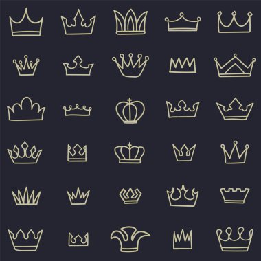 King Crown sanat el çizimi vektör illüstrasyonu