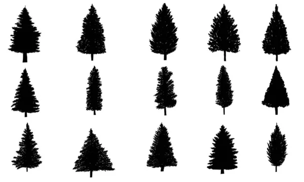 Набір Силуетів Соснового Дерева Векторні Ілюстрації — стоковий вектор