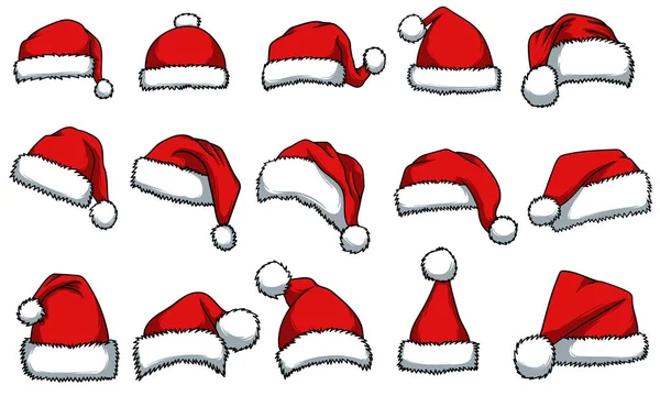 Noel Baba Şapka Unsuru Aksesuarları Vektör Illüstrasyonu — Stok Vektör