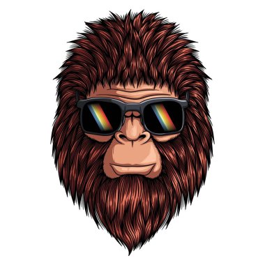 Koca ayak retro gözlük vektör çizimi takıyor.