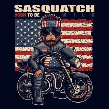 Kocaayak motosiklet Amerika bayrak vektör çizimi