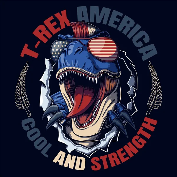Rex Δροσερό Φορώντας Αξεσουάρ Αμερική Σημαία Διάνυσμα Εικονογράφηση — Διανυσματικό Αρχείο
