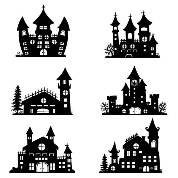 Halloween Schloss Gebäude Vektor Illustration — Stockvektor