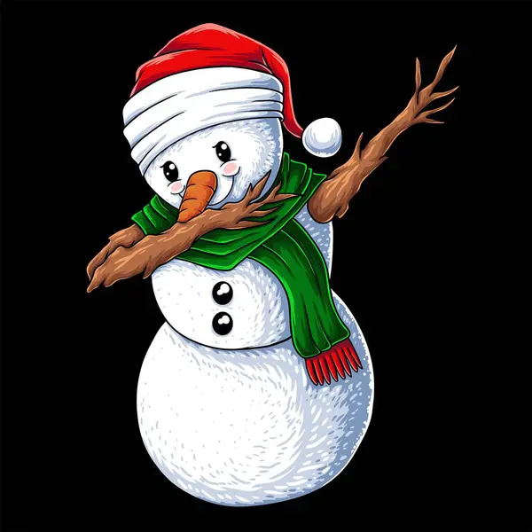Snowman Dabbing Dance Christmas Vector Illustration — Stock Vector