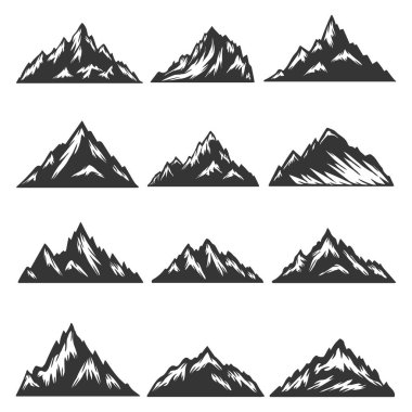 Dağ elementleri koleksiyon vektörü illüstrasyonunu ayarla