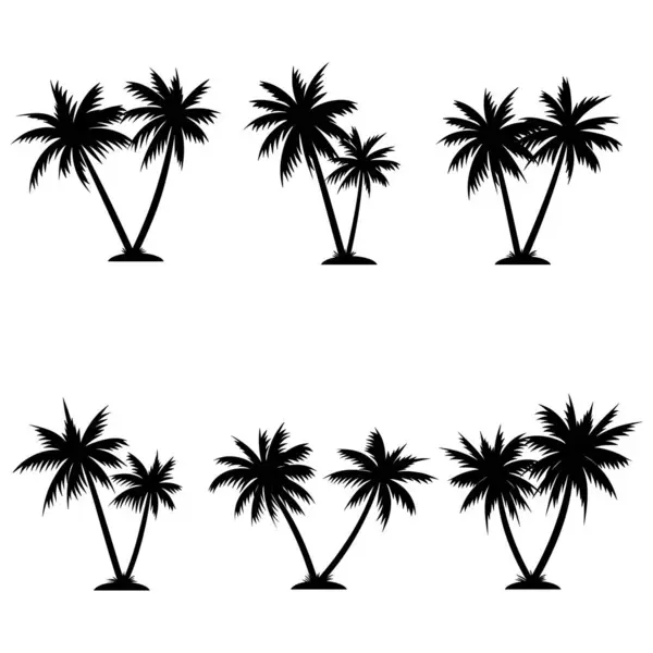 Kolekcja Elementów Sylwetki Palmy Kokosowej Ilustracja Stockowa