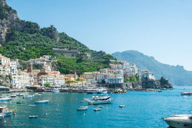 Amalfi Harbor Delights: Stunning Yachts, Ships, and Impressive Buildings, Italy clipart