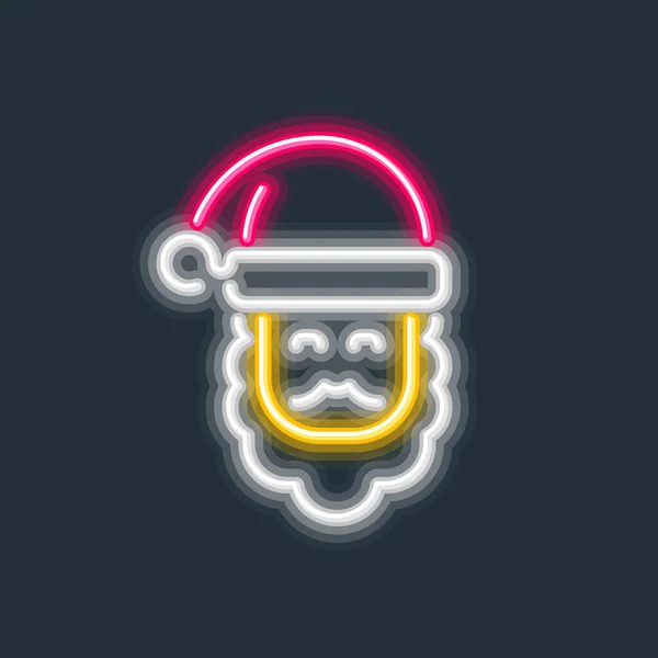 Święty Mikołaj Świecący Neon Znak Twarda Krawędź Gradient Wektor Ilustracja — Wektor stockowy