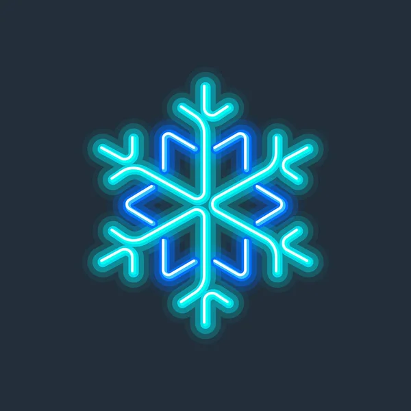 Sneeuwvlok Gloeiende Neon Teken Harde Rand Gradiënt Vector Illustratie — Stockvector